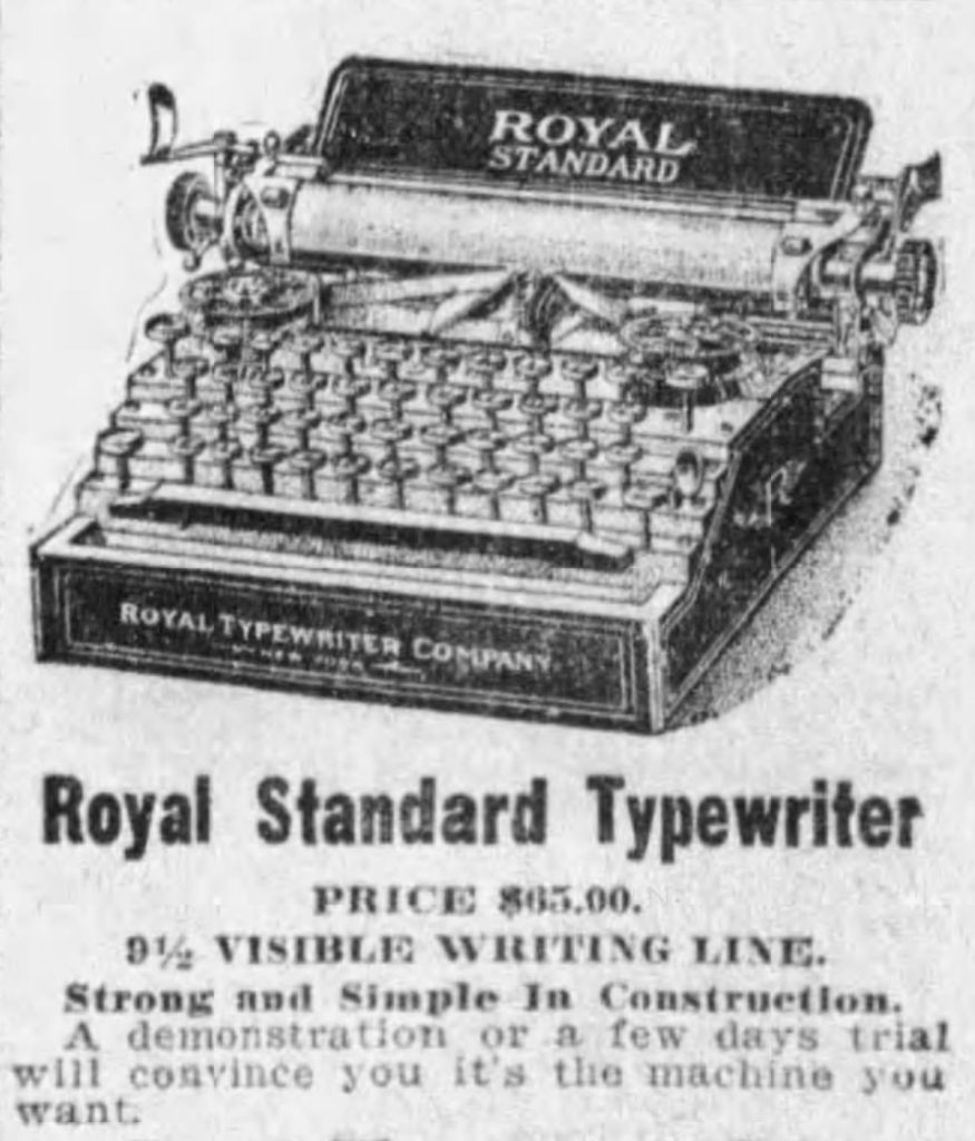 1908 Royal Typewriter Standard
