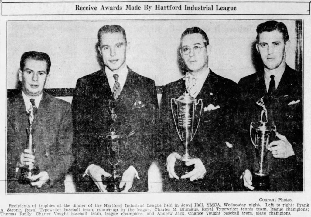 Frank A. Strong, Charles Shimkus, Thomas Reilly and Andrew Jack, Hartford Industrial League, 1937.