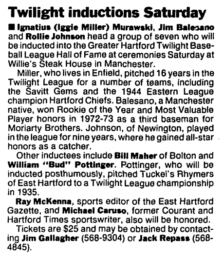 1990 Twilight Inductions GHTBL Hall of Fame