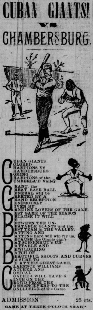 1895 Aug 28 Cuban Giants Frank Grant Poem Franklin Repository Newspaper